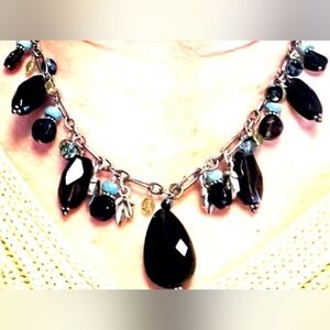 Vintage Barse Sterling And Stone/crystal  Drop Necklace